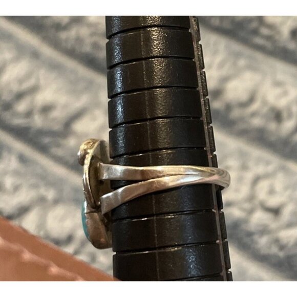 Vintage Running Bear Signed RB Sterling Turquoise Coral Ring Native Size 6.5 - Picture 4 of 7